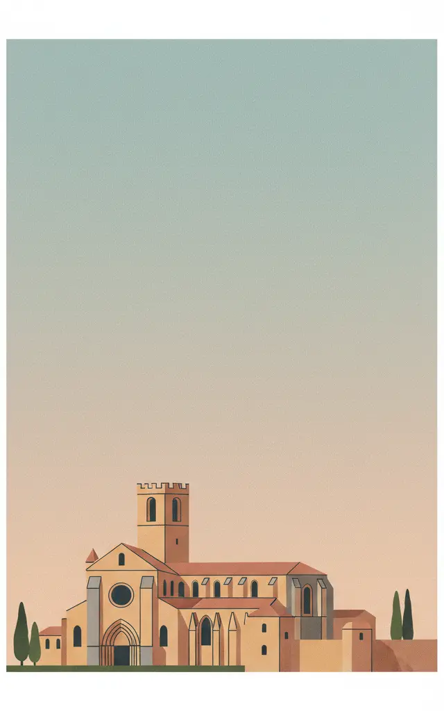 Poblet Monastery — illustrated travel poster