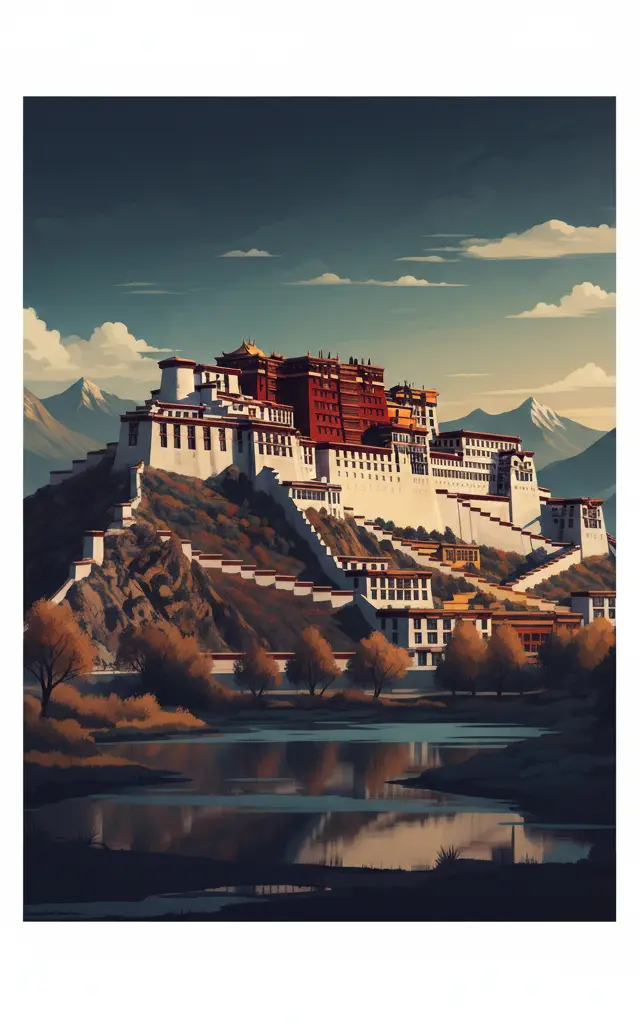Historic Ensemble of the Potala Palace, Lhasa — illustrated travel poster