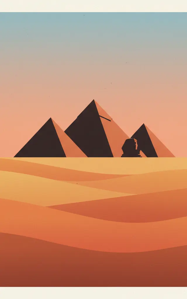 Pyramids of Giza — illustrated travel poster