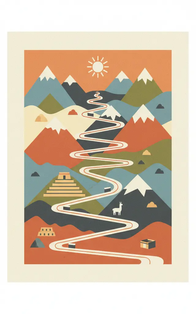 Qhapaq Ñan, Andean Road System — illustrated travel poster