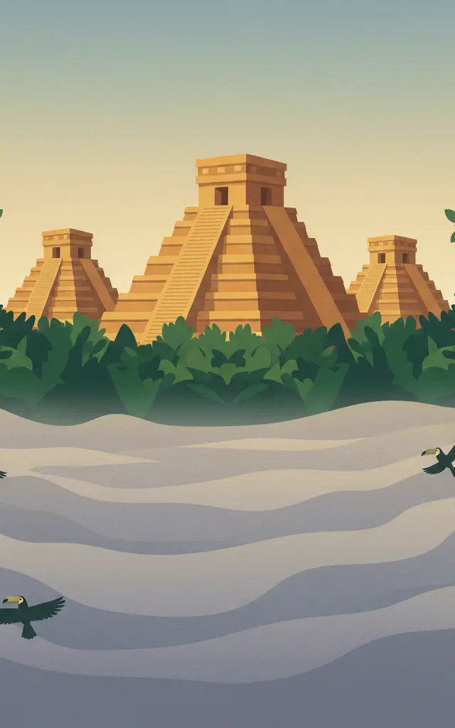Tikal — illustrated travel poster