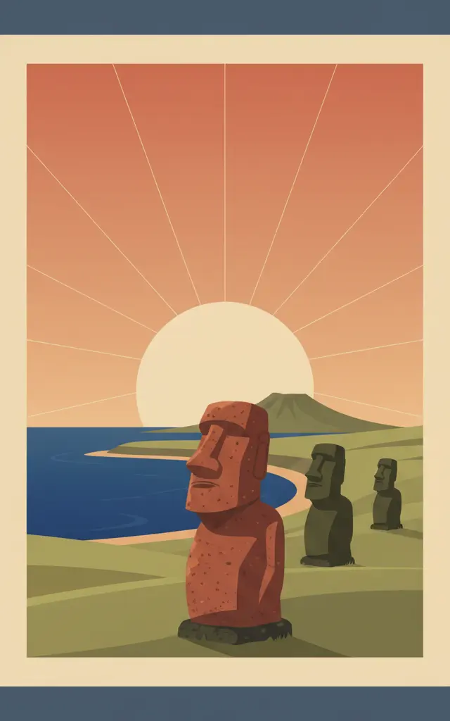 Rapa Nui National Park — illustrated travel poster