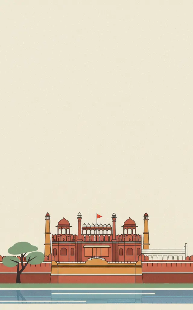 Red Fort Complex — illustrated travel poster