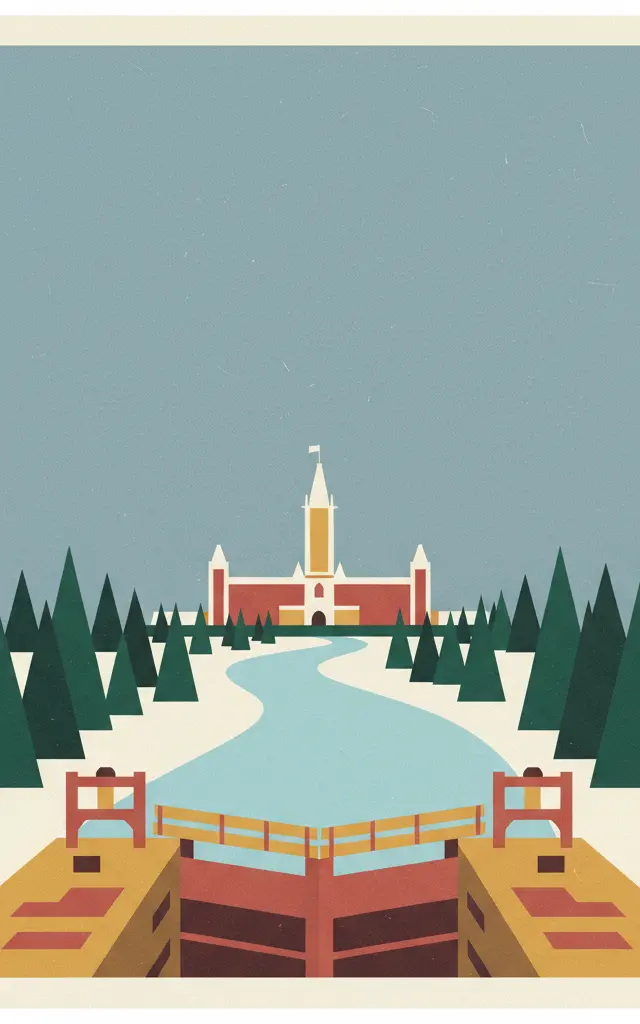 Rideau Canal — illustrated travel poster