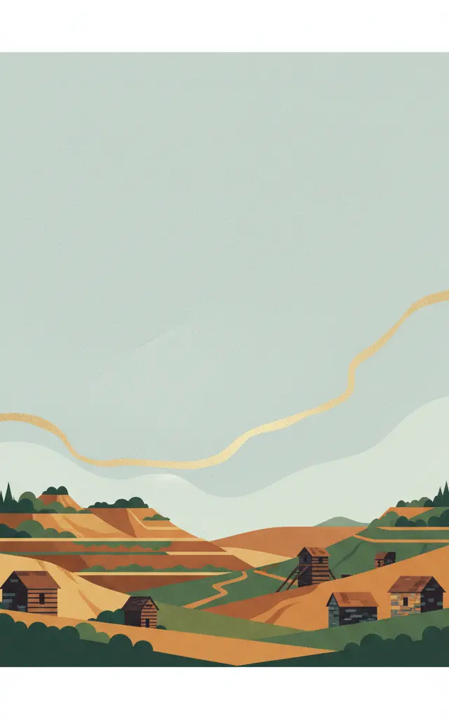 Roșia Montană Mining Landscape — illustrated travel poster