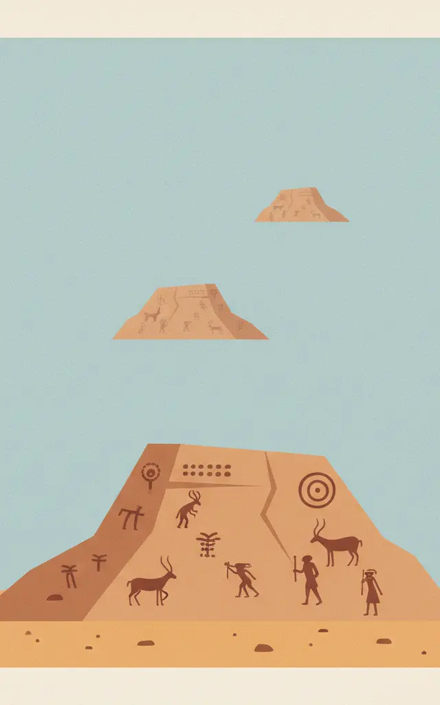 Rock Art in the Hail Region of Saudi Arabia — illustrated travel poster