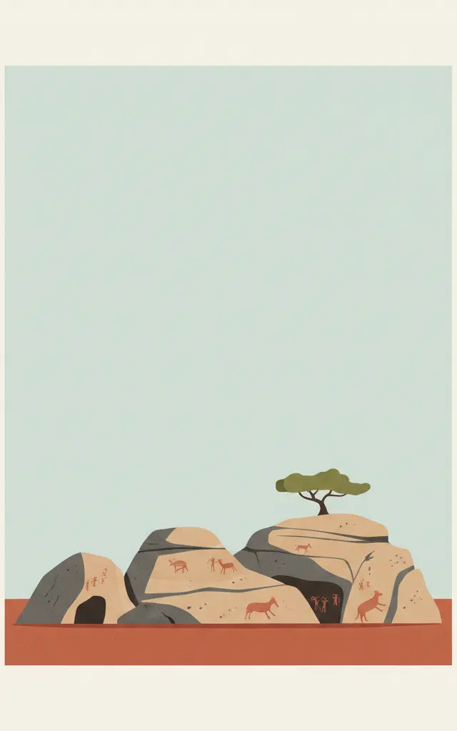 Rock Shelters of Bhimbetka — illustrated travel poster