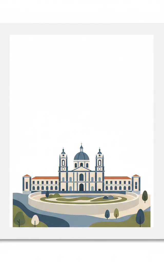 Royal Building of <i>Mafra</i> – Palace, Basilica, Convent, <i>Cerco</i> Garden and Hunting Park (<i>Tapada</i>) — illustrated travel poster