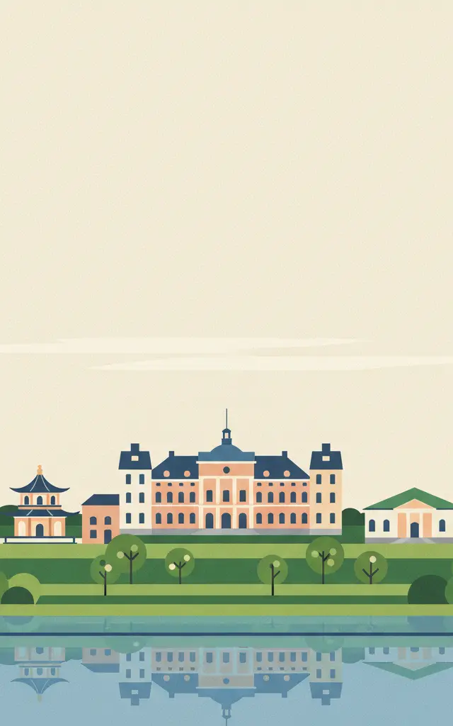 Royal Domain of Drottningholm — illustrated travel poster