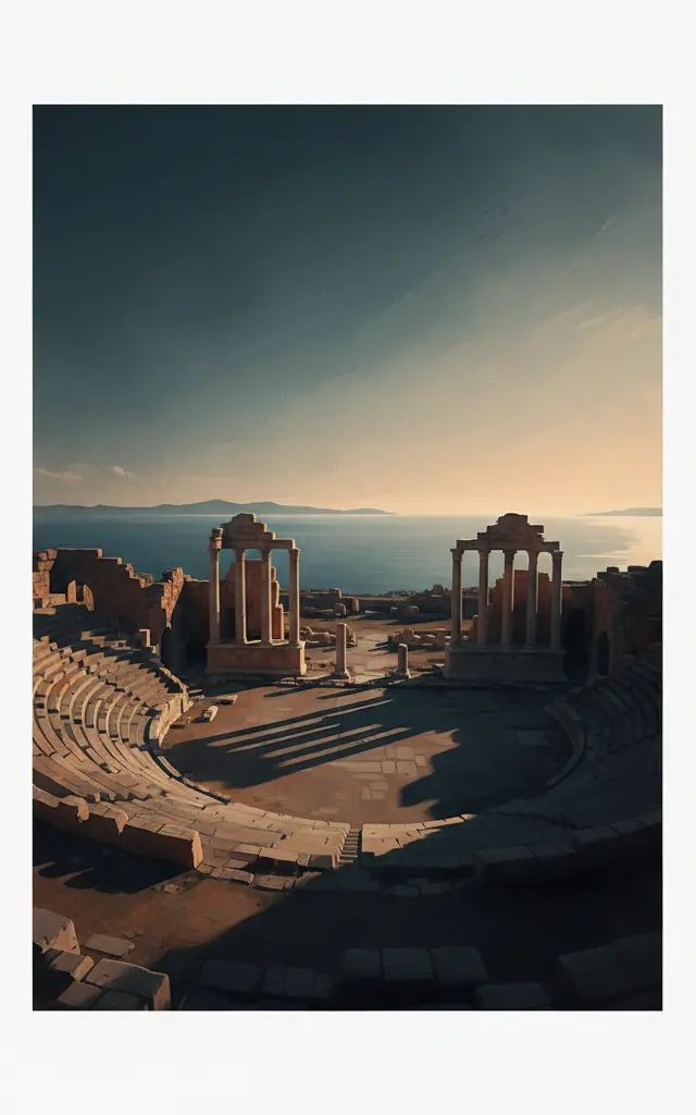 Archaeological Site of Sabratha — illustrated travel poster