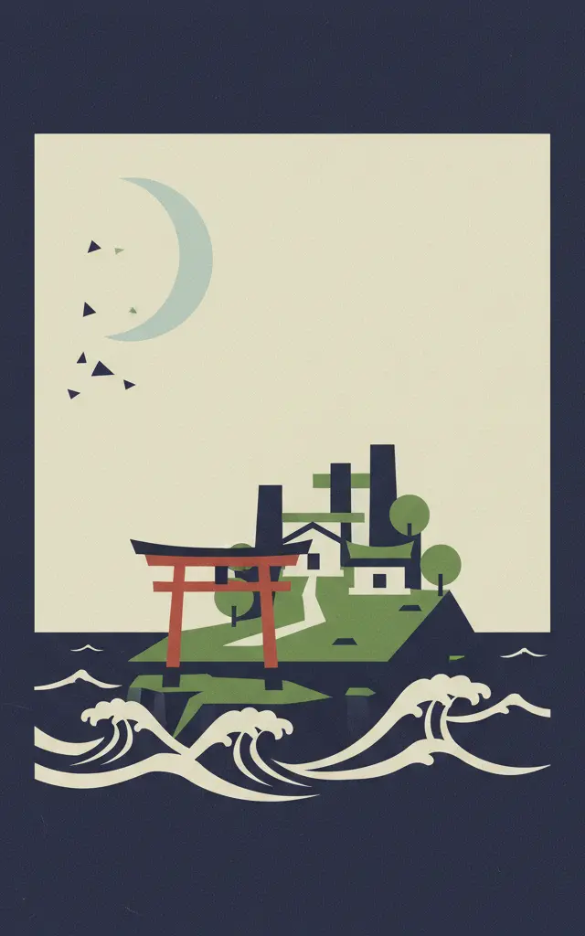 Sacred Island of Okinoshima and Associated Sites in the Munakata Region — illustrated travel poster