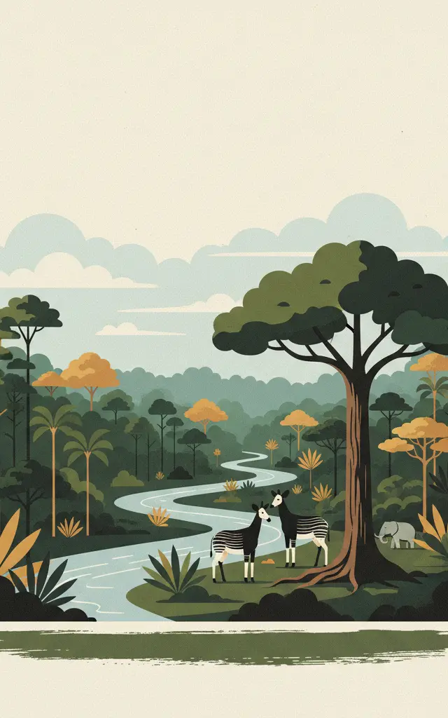 Salonga National Park — illustrated travel poster
