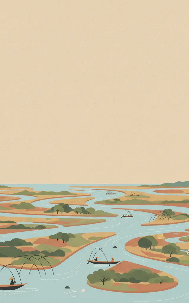 Saloum Delta — illustrated travel poster