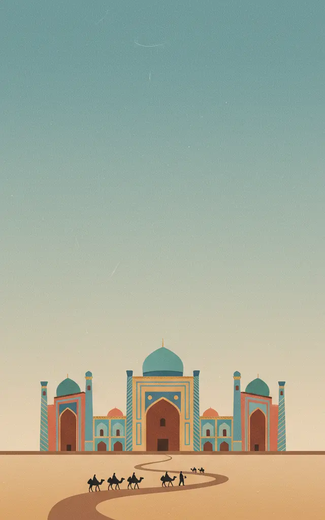 Samarkand – Crossroad of Cultures — illustrated travel poster