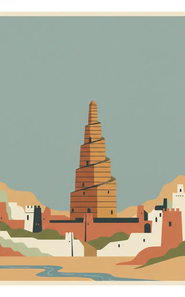 Samarra Archaeological City — illustrated travel poster