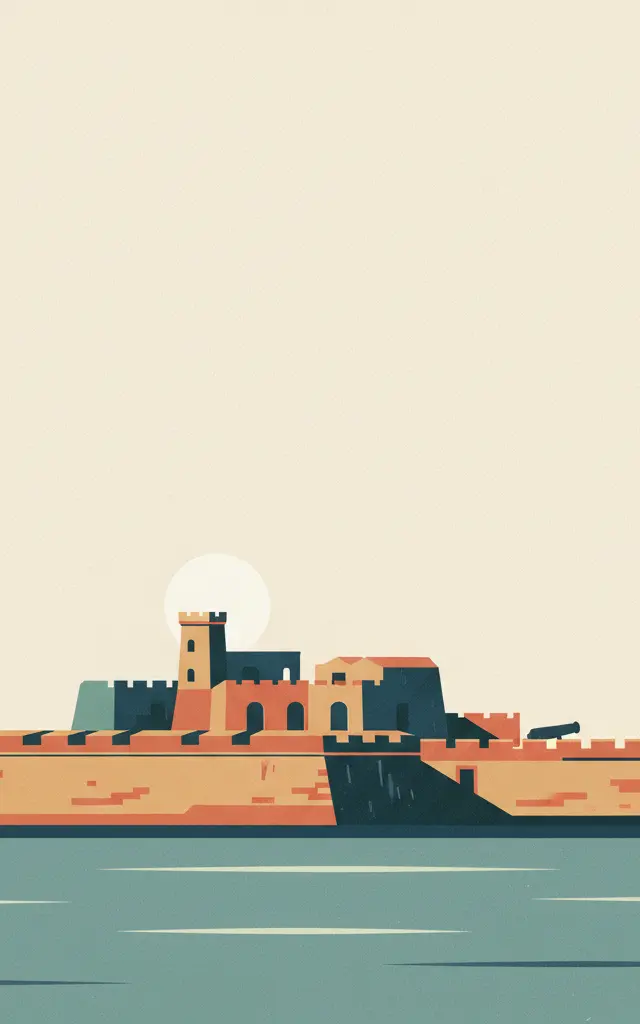 San Pedro de la Roca Castle, Santiago de Cuba — illustrated travel poster