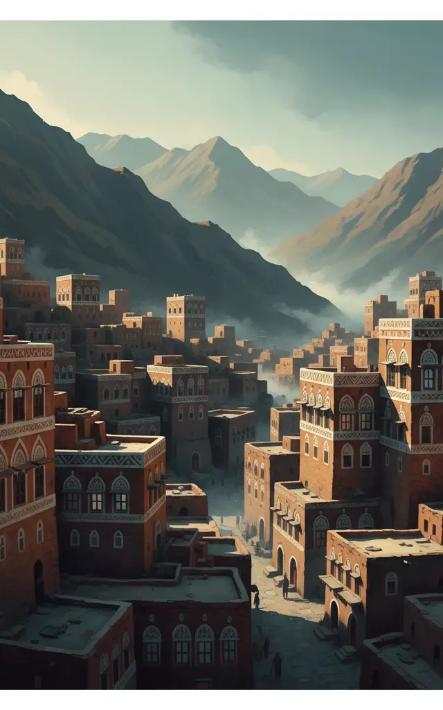 Old City of Sana'a — illustrated travel poster