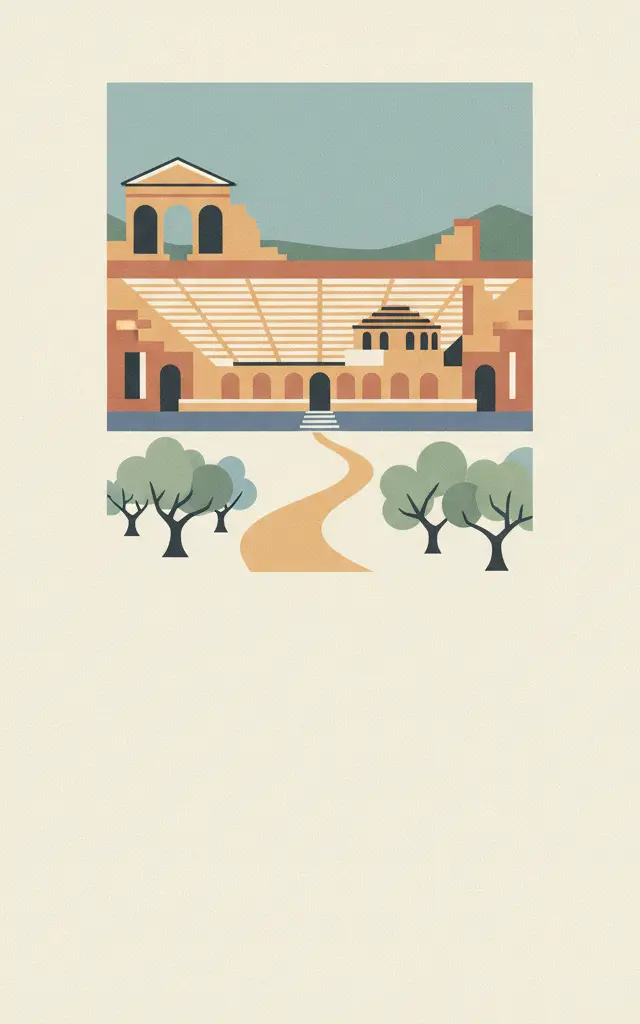 Sanctuary of Asklepios at Epidaurus — illustrated travel poster