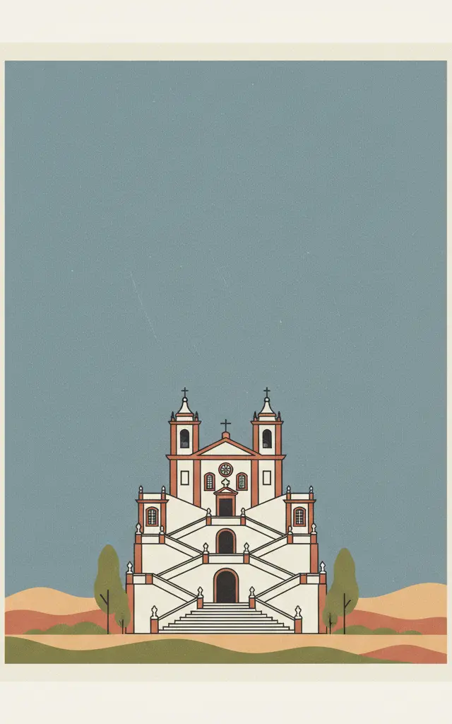 Sanctuary of Bom Jesus do Monte in Braga — illustrated travel poster