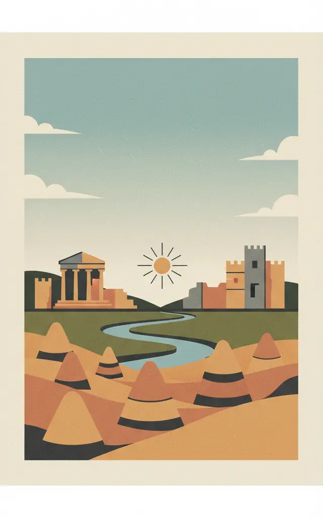 Sardis and the Lydian Tumuli of Bin Tepe — illustrated travel poster