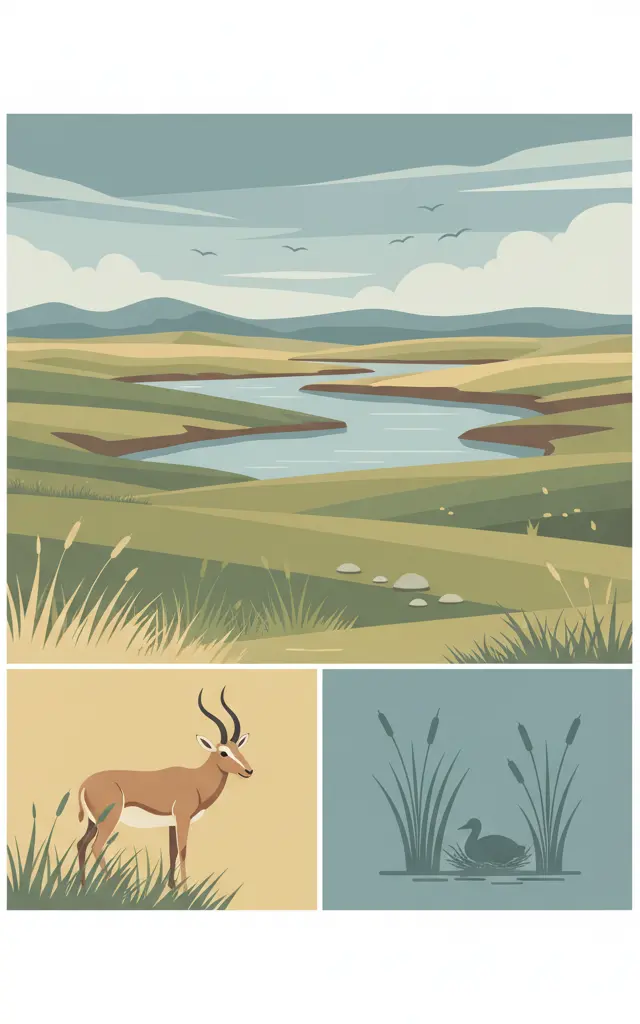 Saryarka – Steppe and Lakes of Northern Kazakhstan — illustrated travel poster
