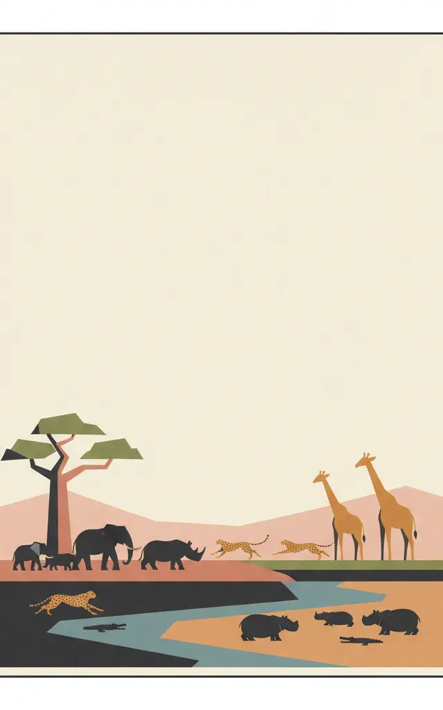 Selous Game Reserve — illustrated travel poster