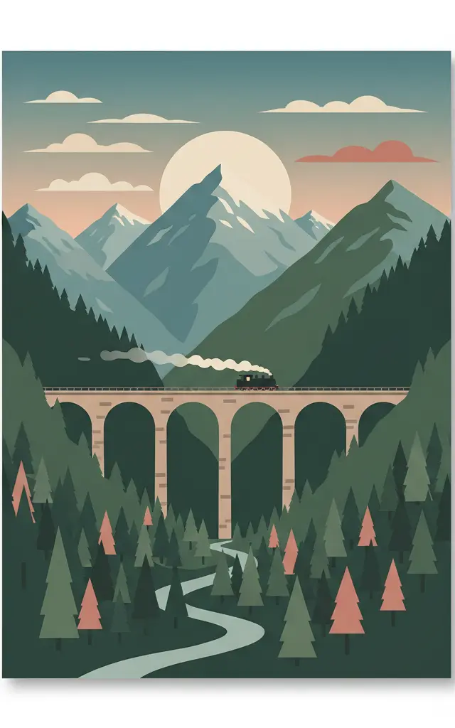 Semmering Railway — illustrated travel poster