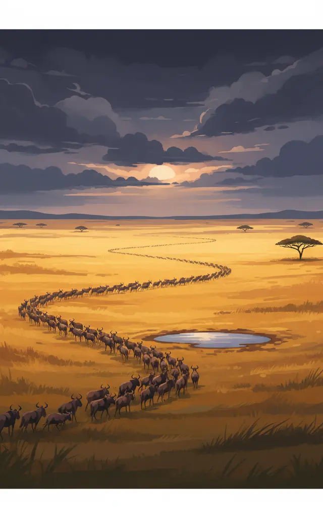 Serengeti National Park — illustrated travel poster