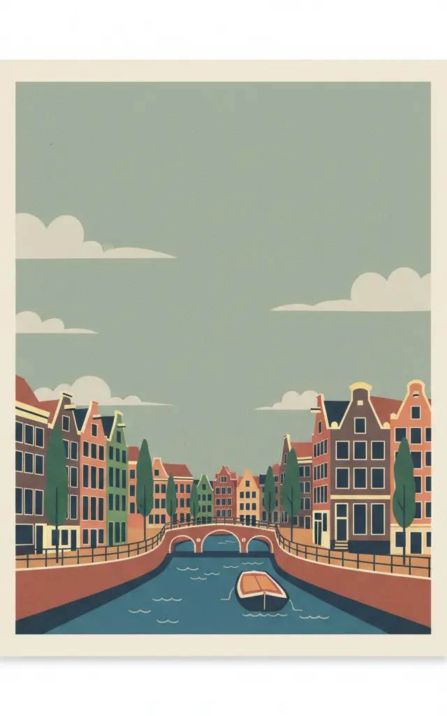 Seventeenth-Century Canal Ring Area of Amsterdam inside the Singelgracht — illustrated travel poster