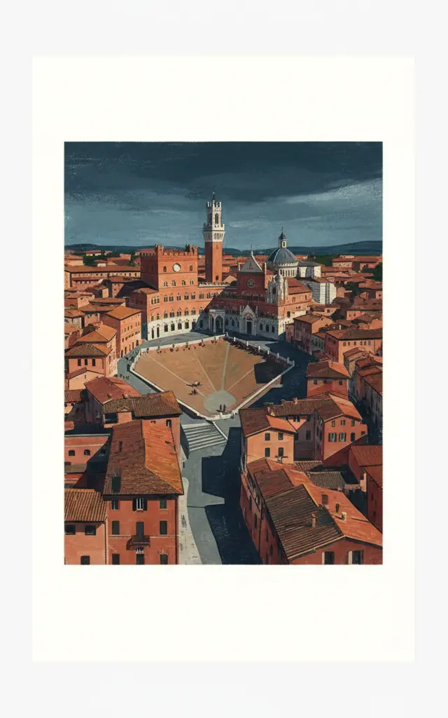 Historic Centre of Siena — illustrated travel poster