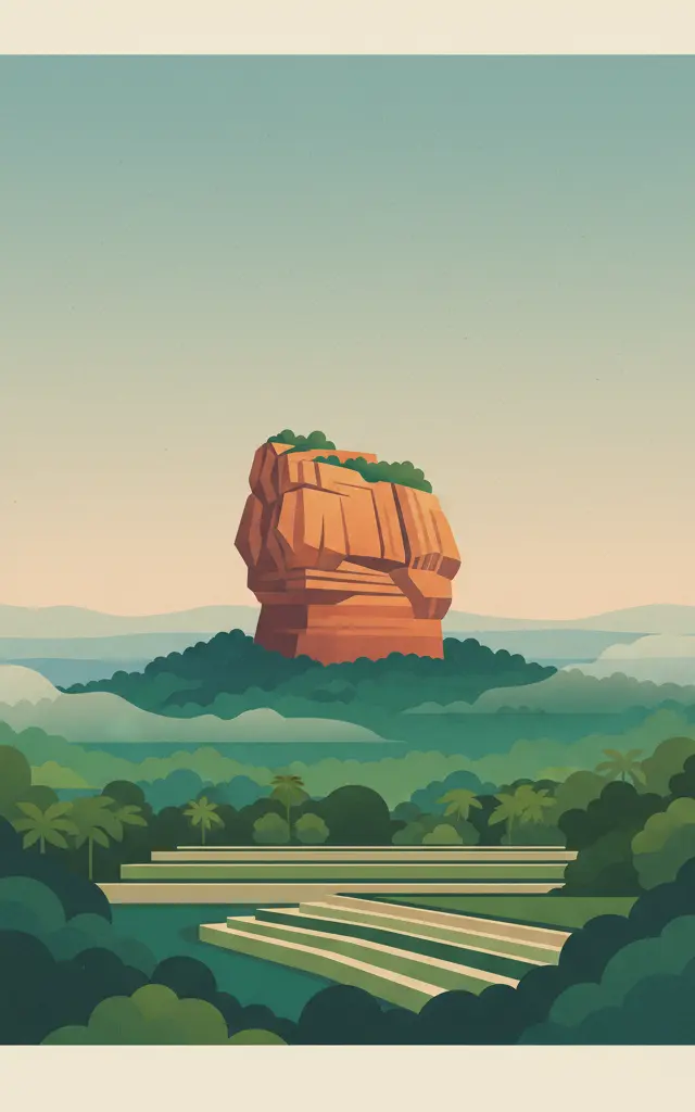 Sigiriya — illustrated travel poster