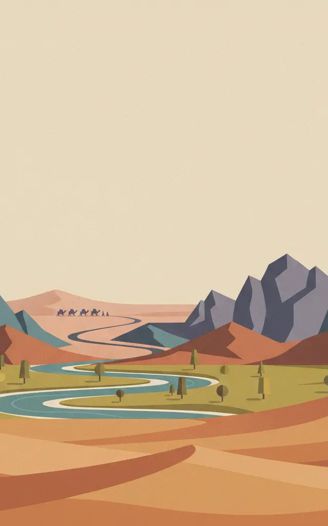 Silk Roads: Zarafshan-Karakum Corridor — illustrated travel poster