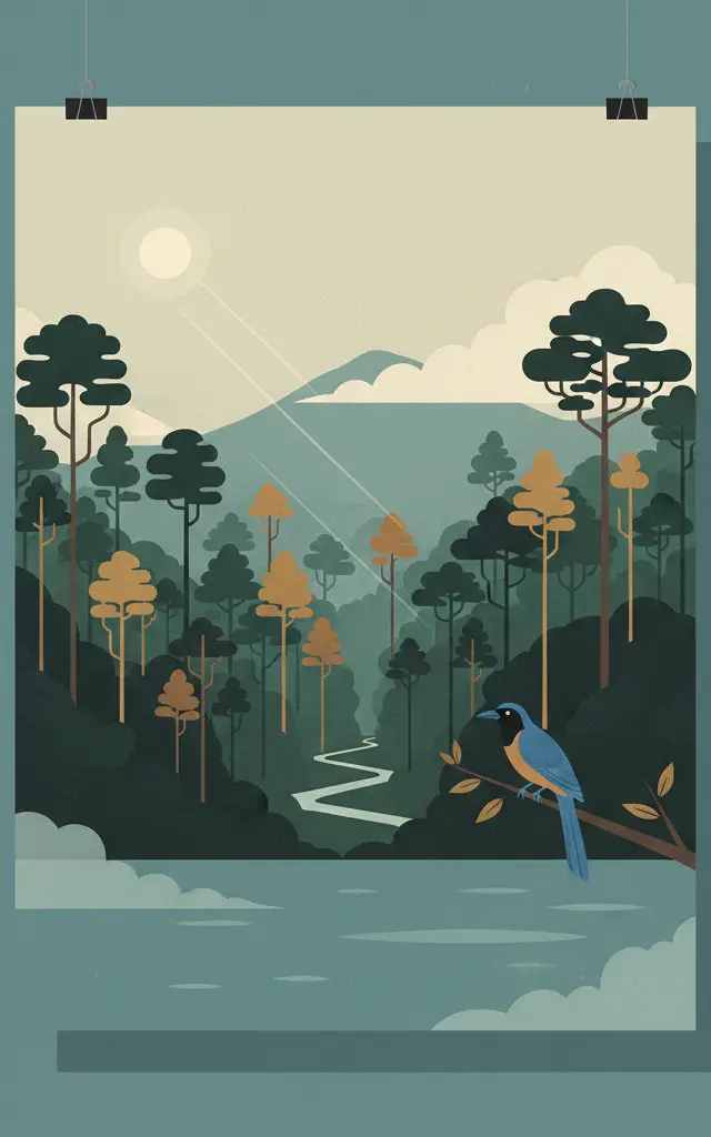 Sinharaja Forest Reserve — illustrated travel poster