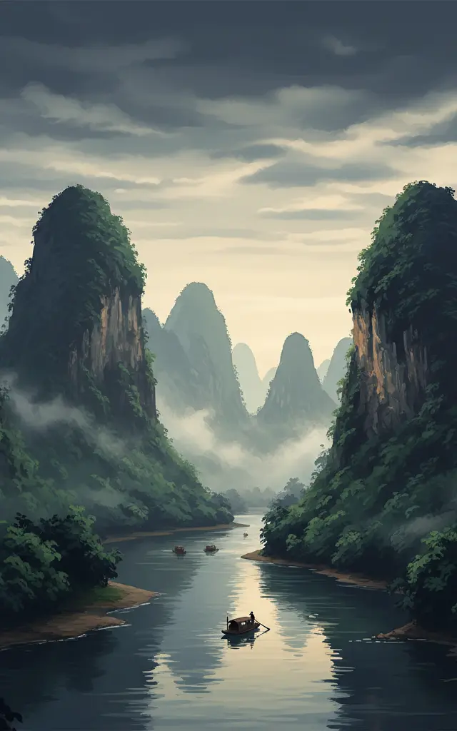 South China Karst — illustrated travel poster