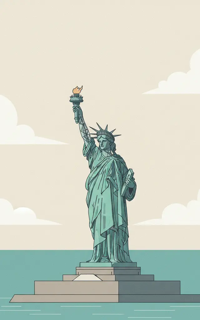 Statue of Liberty — illustrated travel poster