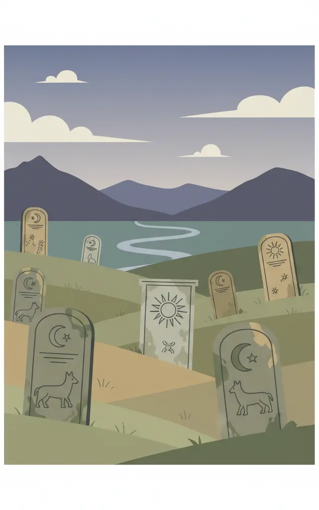 Stećci Medieval Tombstone Graveyards — illustrated travel poster