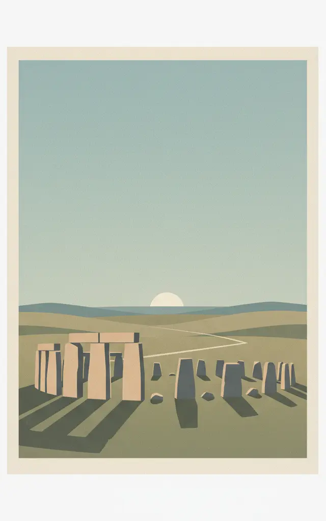 Stonehenge, Avebury and Associated Sites — illustrated travel poster