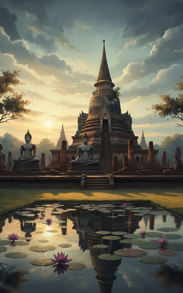 Historic Town of Sukhothai and Associated Historic Towns — illustrated travel poster