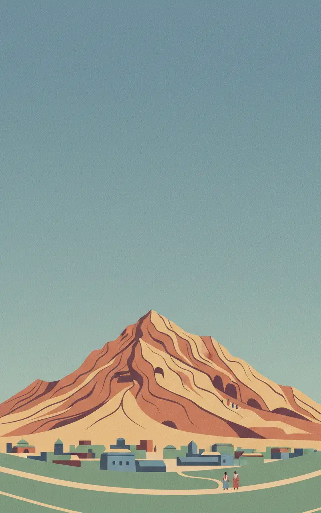Sulaiman-Too Sacred Mountain — illustrated travel poster