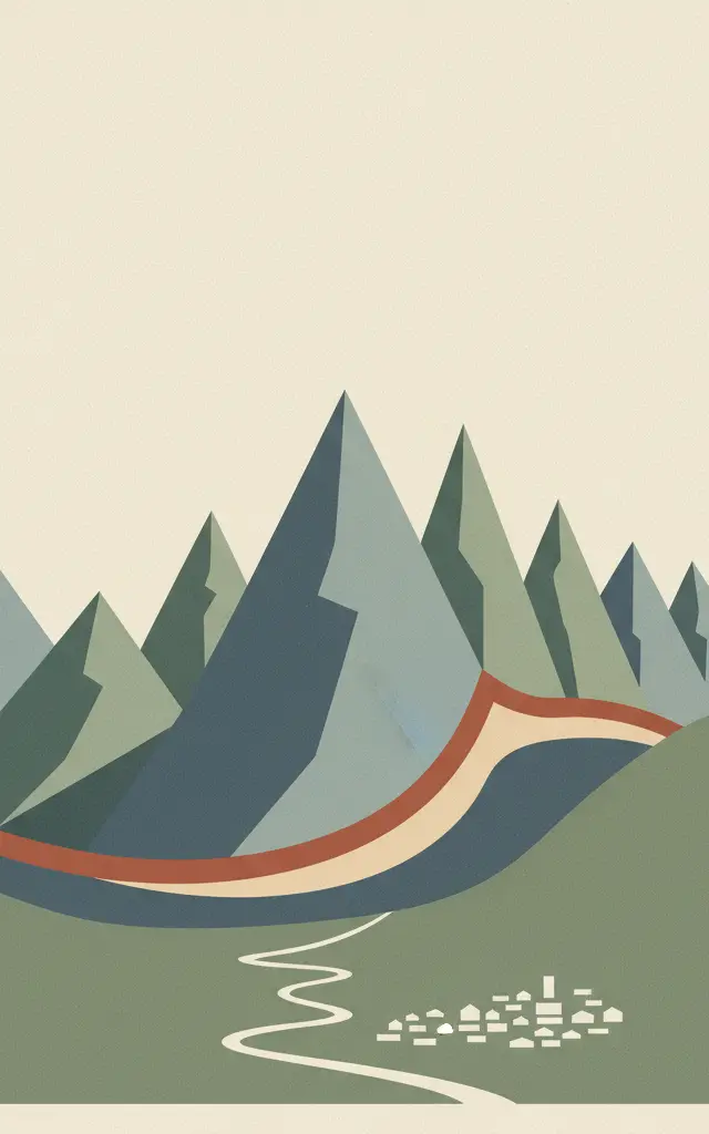 Swiss Tectonic Arena Sardona — illustrated travel poster