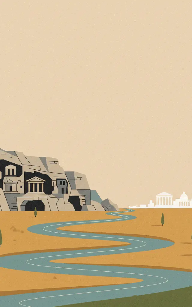 Syracuse and the Rocky Necropolis of Pantalica — illustrated travel poster