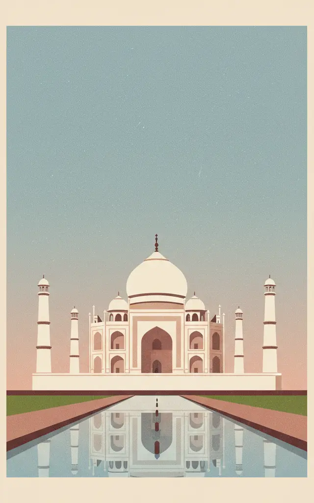 Taj Mahal — illustrated travel poster