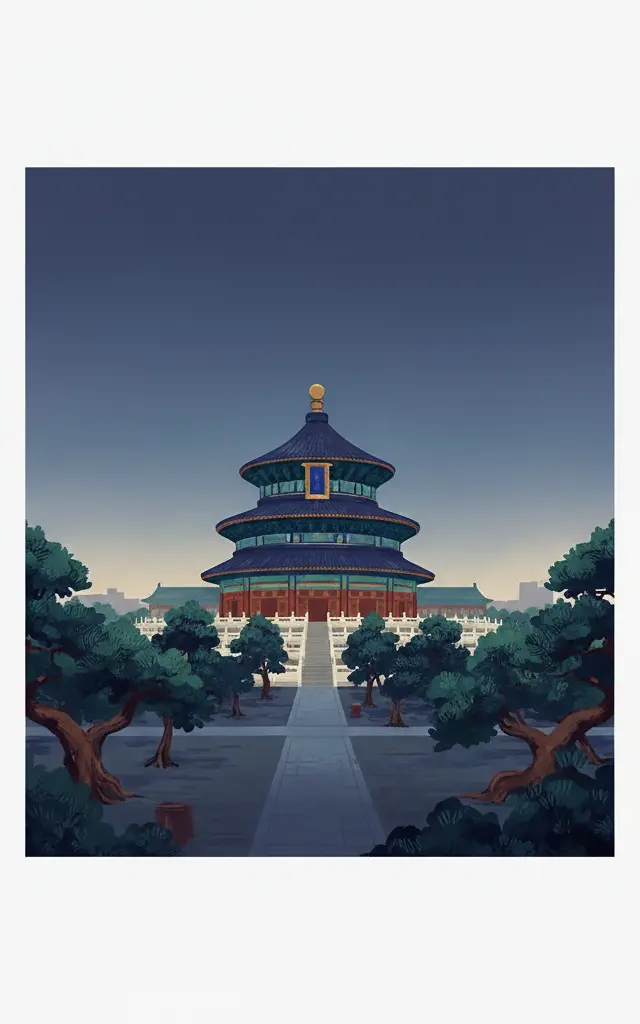 Temple of Heaven: an Imperial Sacrificial Altar in Beijing — illustrated travel poster
