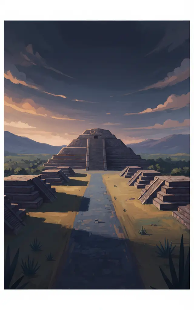 Pre-Hispanic City of Teotihuacan — illustrated travel poster