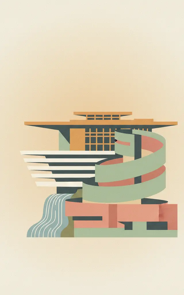 The 20th-Century Architecture of Frank Lloyd Wright — illustrated travel poster