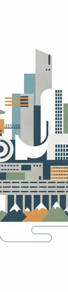 The Architectural Work of Le Corbusier, an Outstanding Contribution to the Modern Movement — illustrated travel poster