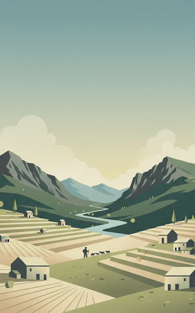 The Causses and the Cévennes, Mediterranean agro-pastoral Cultural Landscape — illustrated travel poster