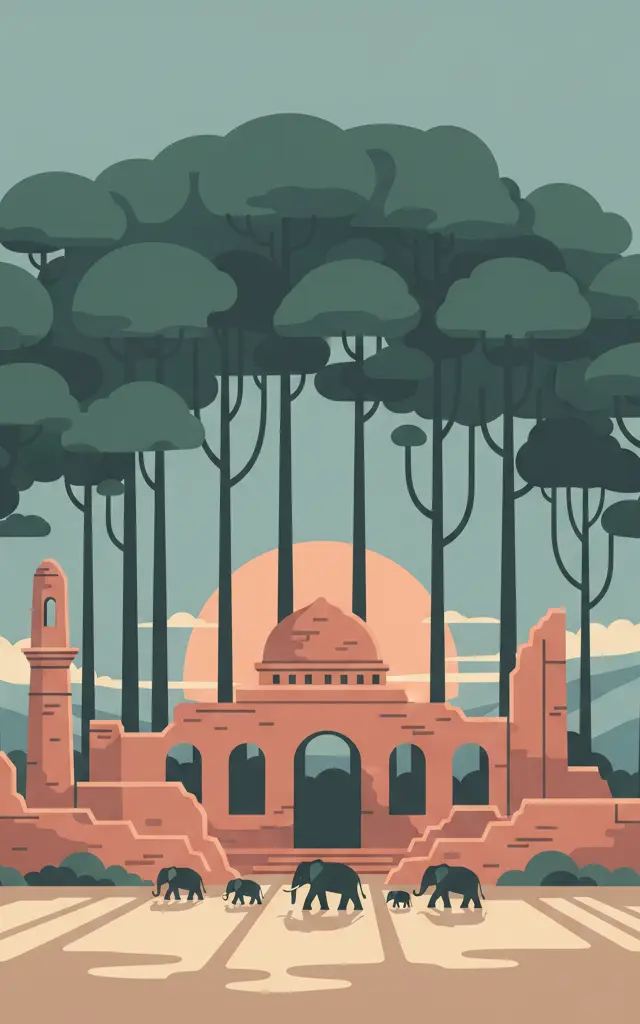 The Historic Town and Archaeological Site of Gedi — illustrated travel poster