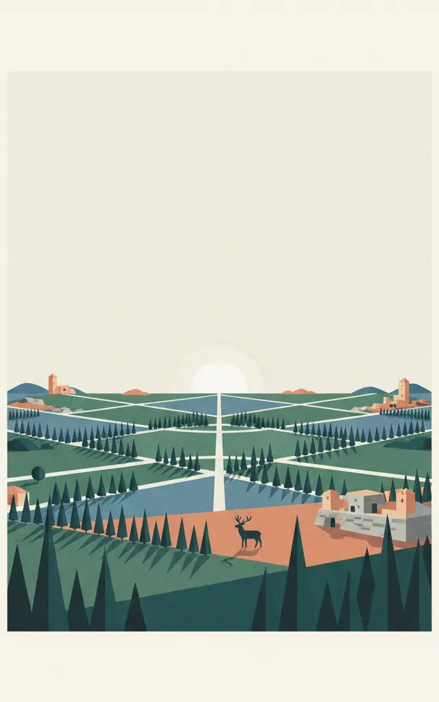 The par force hunting landscape in North Zealand — illustrated travel poster