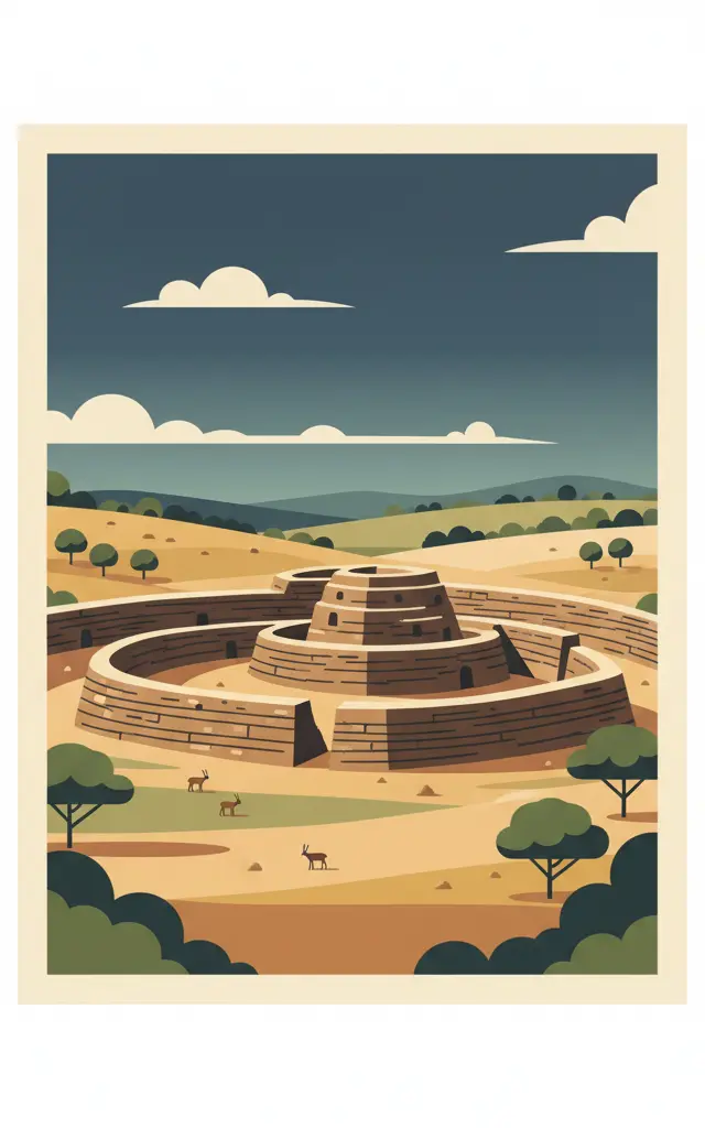 Thimlich Ohinga Archaeological Site — illustrated travel poster